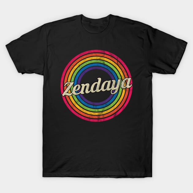 Zendaya - Retro Rainbow Faded-Style T-Shirt by MaydenArt